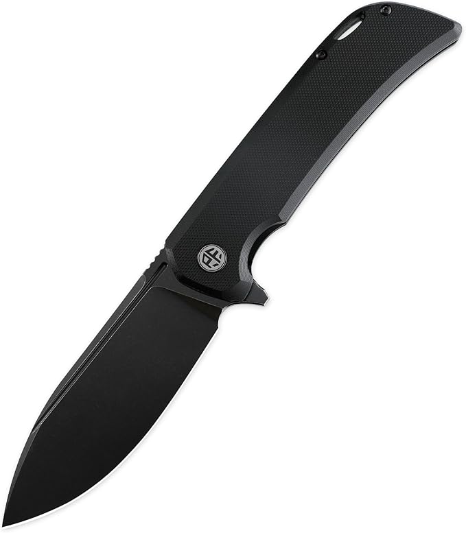 Petrified fish PFB05 Tunny Folding Knife3.86 14C28N Steel Satin Blade G10 Handle Folding knife for EDC Camping Outdoor (Black Black Stonewashed)