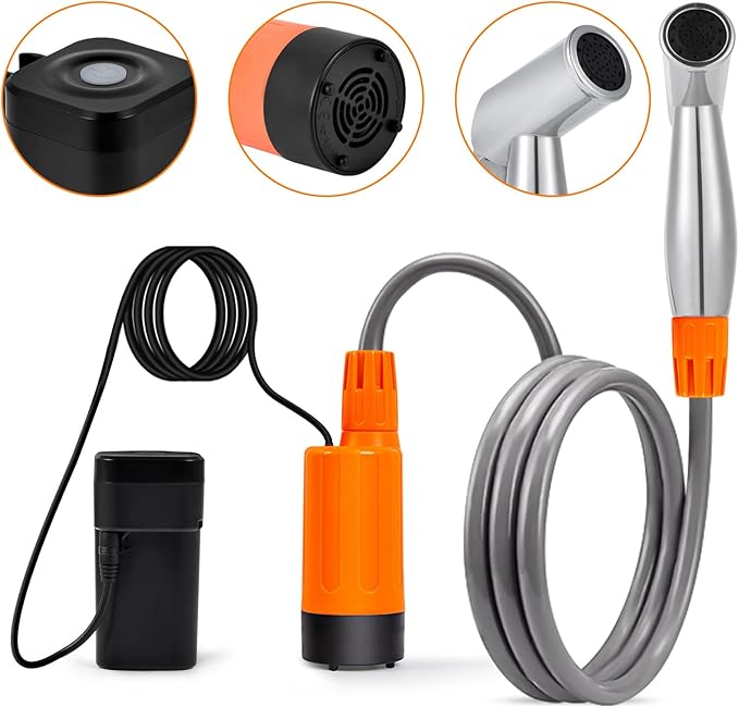 Portable Shower for Camping Outdoor Electric Shower USB Rechargeable Pumps Bathing Pumps Camping Shower Head Nozzle Portable Shower Outdoor Rechargeable Shower