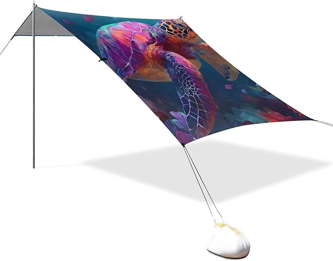 ALAZA Pretty Turtle Underwater Beach Tent Sun Shelter Portable Canopy Sunshade for Outdoor Camping Picnics Backyard Fun 10x9 ft