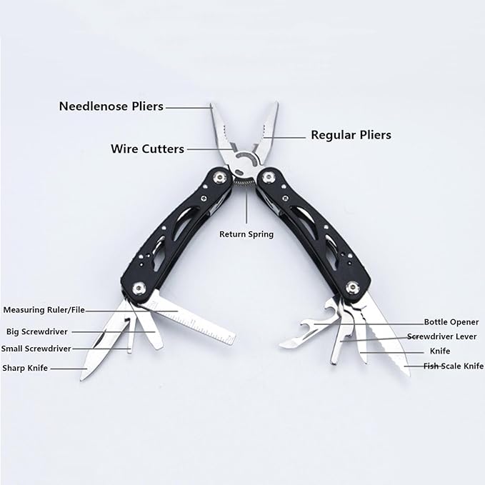 TopHomer Multitool Pliers Portable Folding Survival Tool Bottle Opener Screwdriver Scissors for Outdoor Camping Fishing Survival Hiking