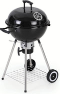 MFSTUDIO 18 Kettle Charcoal Grill Portable Porcelain-Enameled BBQ Grill with Slide Out Ash Catcher for Outdoor Barbecue Cooking Black