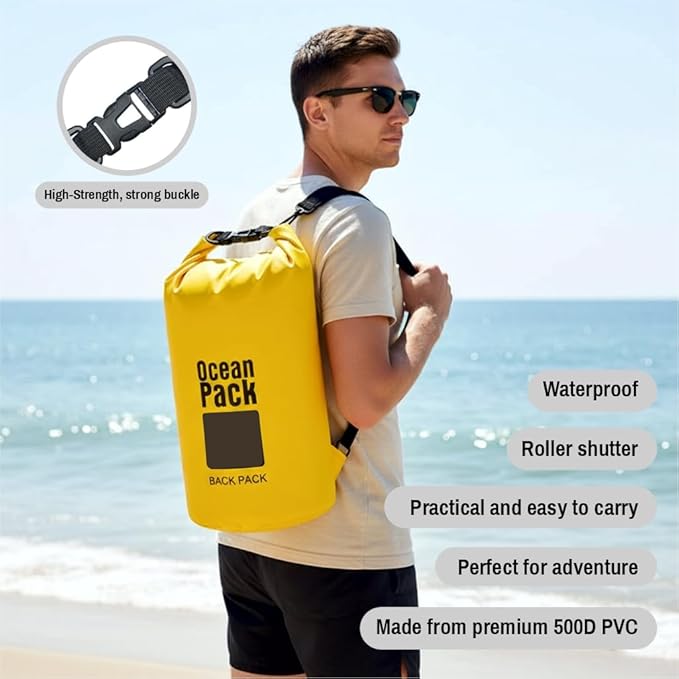 Waterproof Dry Bag Set of 3 – Roll Top Waterproof Bags 2L 5L 10L – 500D PVC Floating Dry Bags for Kayaking Camping Beach and Travel – Lightweight Compression Design