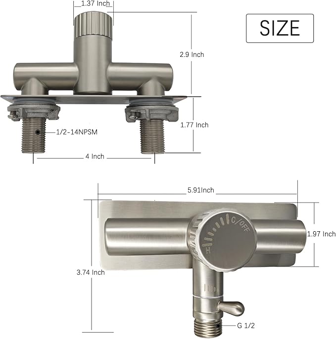 All Metal Single Handle RV Shower Faucet Valve DiverterCamper Shower Faucet Valve 4”RV Shower Replacement Valve for Motor Home Travel Trailer Camper Fifth (5th) Wheel (Brushed Nickel 4)