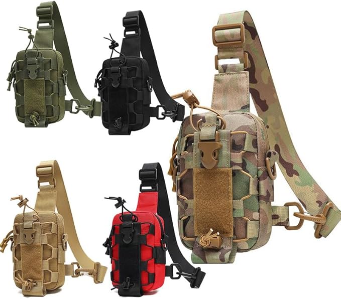 Outdoor Sports Hiking Sling Bag Shoulder Pack Camouflage Tactical Molle Chest Bag - Red