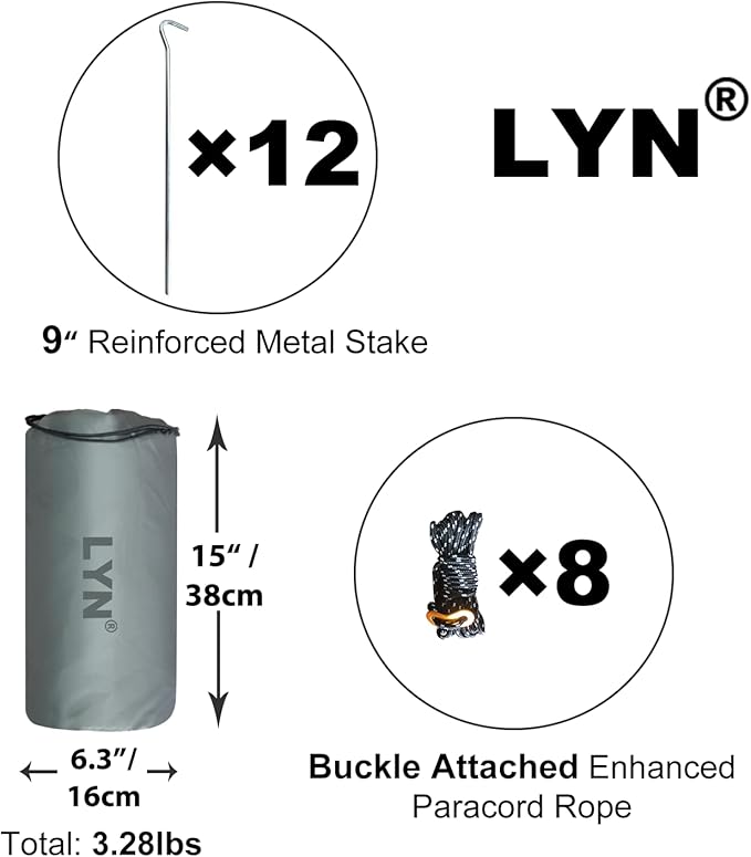 LYN Extra Large Zipper Reusable Survival Emergency Shelter TentThermal Waterproof Fireproof Lightweight Bugout with Paracord✚Stake for CampingFirst AidHiking&ampBushcraft