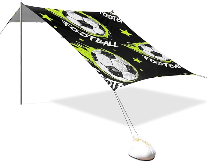 ALAZA Football Stars Football Pattern Beach Tent Sun Shelter Portable Canopy Sunshade for Outdoor Camping Picnics Backyard Fun 10x9 ft