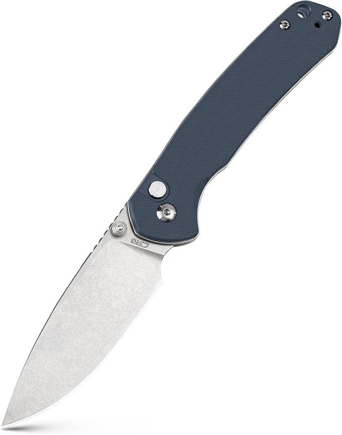 CJRB Folding Knife Pyrite (J1925) AR-RPM9 Blade and Stainless Steel Handle EDC Maunal Folding Knife with Button Lock Blue