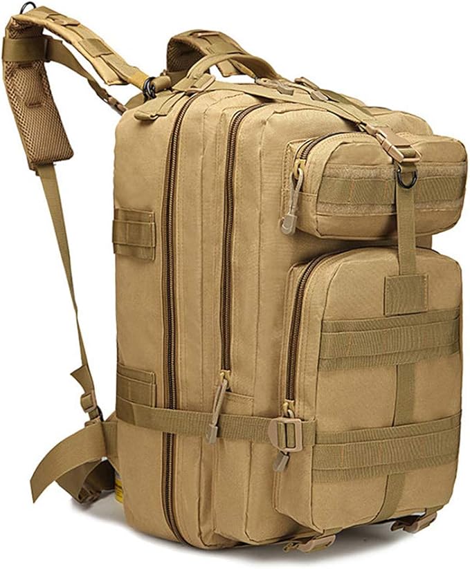 Outdoor Sports Pack Hiking Bag Tactical Rucksack Camo Knapsack Combat Camouflage Molle Upgraded Tactical 40L 3P Backpack - Tan