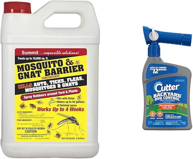 Mosquito &amp GNAT Barrier - Concentrate -1/2 Gallon Natural (031-6) &amp Cutter Backyard Bug Control Spray Concentrate Mosquito Repellent Kills Mosquitoes Fleas &amp Listed Ants 32 fl Ounce