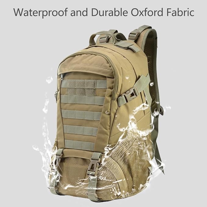 Military Tactical Backpack for Men Hiking Day Pack Molle Military Rucksack Waterproof EDC Bag (Desert Digital)