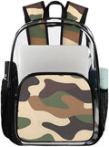Brown Camouflage Military Heavy Duty Clear Backpack Large PVC Transparent Backpack See Through Bag for Work Sports Travel Security Stadium Events