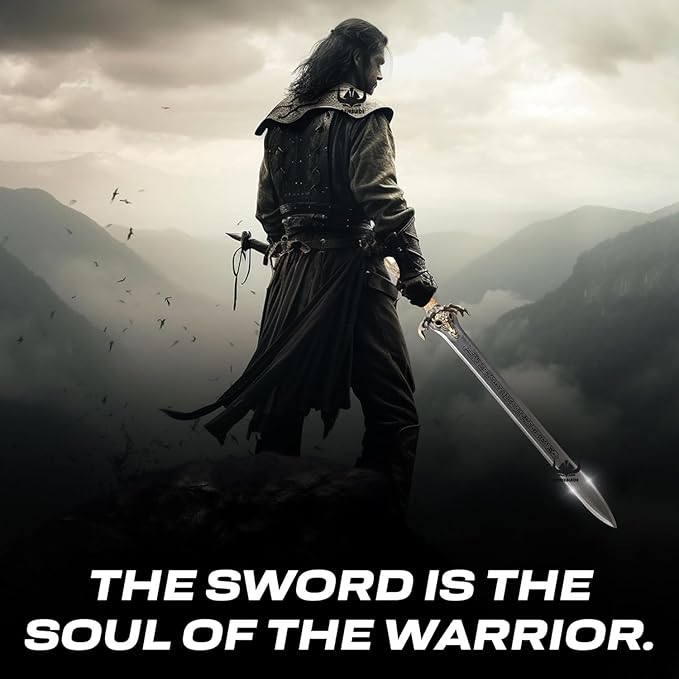 Conan The Barbarian Real Swords 42'' Handmade Conan Atlantean Sword 1095 Carbon Steel Brass Fittings Full Tang Leather Sheath Viking Sword Real King Tool 7.5 lbs Gifts for Men (Conan Father Sword)