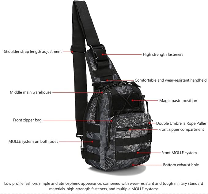 Outdoor Tactical Backpack Tactical Bag Military Sport Small Chest Pack Sling Shoulder Backpack for Every Day Carry (ACU)