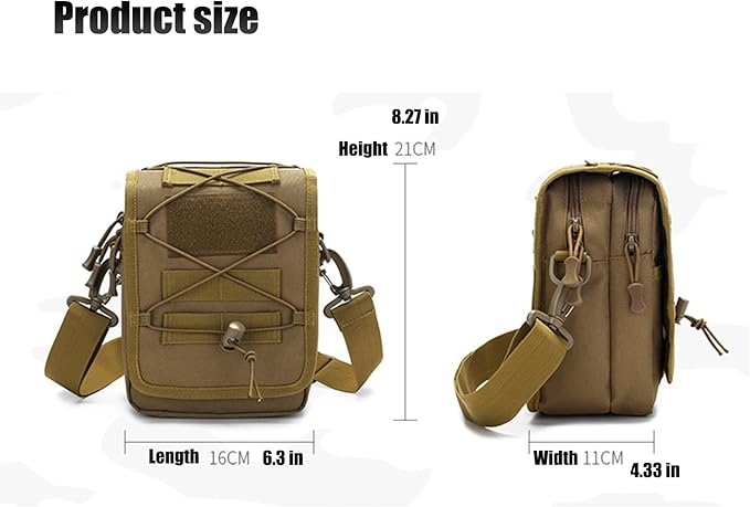 Multi-Purpose Tactical Molle Utility Pouches Compact Waist Pack Military Water-Resistance Casual Satchel Bag Fanny Pack(Khaki)