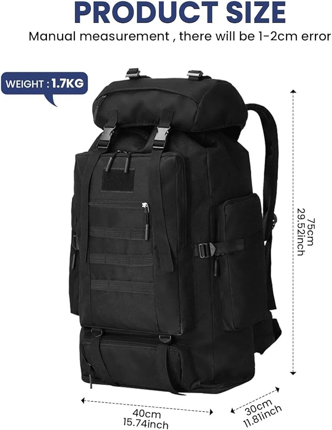 70L Outdoor Hiking Military Tactical Backpack Rucksack Camping Trekking Bag