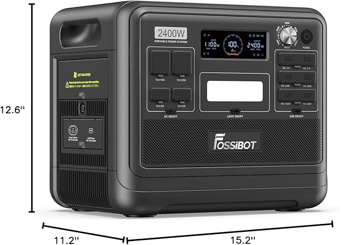 FOSSiBOT F2400 Portable Power Station 2400W 2048Wh LiFePO4 Battery Solar Generator 2H Fast Charging for Home Backup Outdoor Camping RV Emergency F2400 Pro