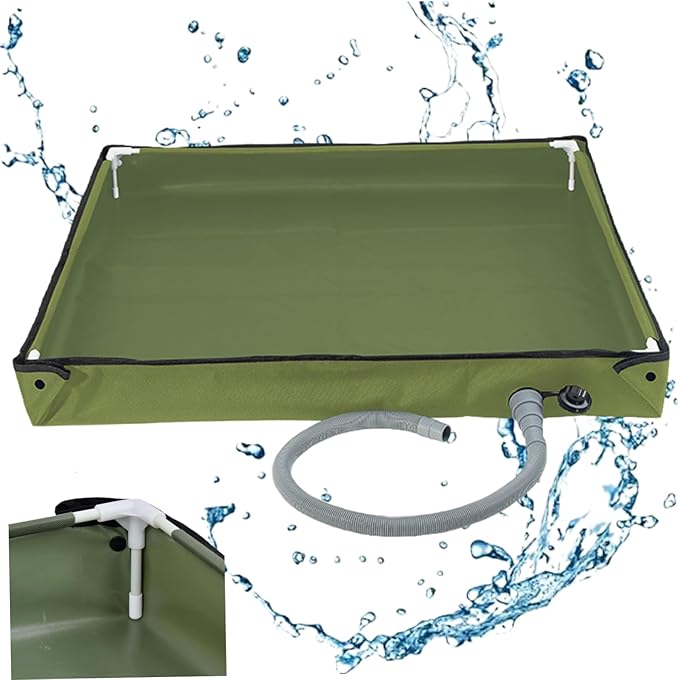 Portable Shower Pan 31.5x31.5x3.9 Inch Foldable Outdoor Shower Floor with Detachable Drain Pipe Ideal for Camping Garden Sand Toy Pet Car