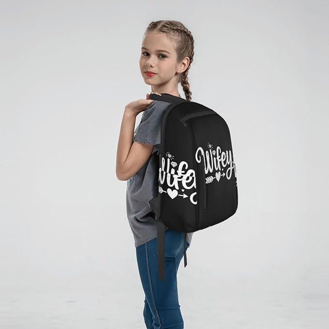 Backpack Travel Work Bookbag love heart Bride Wifey Gift Casual Daypacks with Water Bottle Pocket