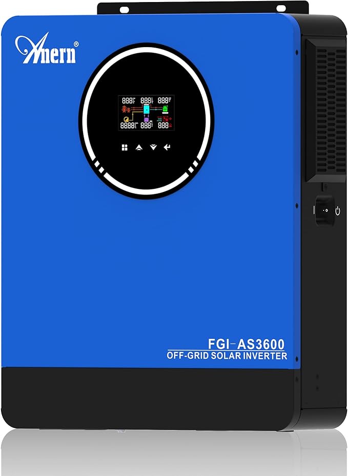 3600W Solar Inverter 24VDC to 110V/120VAC All in One Pure Sine Wave Hybrid Inverter with 120A Mppt Charge Controller Two AC Output Max PV Power 4200W with Lead Acid and Lithium Batteries