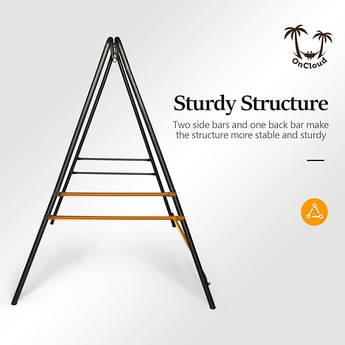 ONCLOUD Upgraded Hammock Chair Stand Metal Swing Stand Frame Heavy Duty Steel Hammock Stand Only for Porch Backyard Indoor or Outdoor Antique Bronze Finish