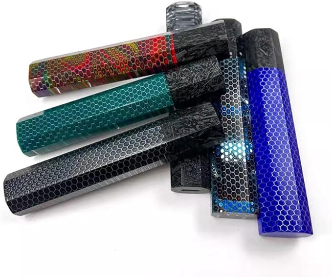 1PC Japanese Octagonal Honeycomb Knife Handle Blank DIY Replacement in Blue Fits for Home Kitchen Chef