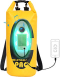 Qoolife Dry Bag Waterproof with Solar Bluetooth Speaker &amp Light - 10L/20L Roll Top Dry Sack Keeps Gear Dry for Men Women Kayaking Beach Rafting Boating Hiking Camping and Fishing