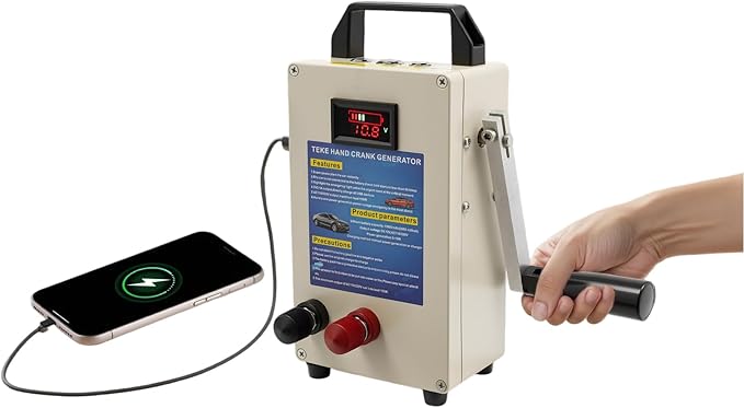 Hand Crank Generator 20A 15600mAh Portable Power Station High Power Manual Power Supply Emergency Charger with Handle&ampCable Lines for Field Operations Natural Disasters Survival Training
