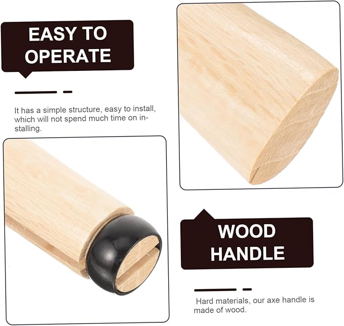 Hemoton 2-Pack Ergonomic Wooden Axe Handle Replacement for Outdoor Use Sturdy Hardwood Grip Compatible Hatchets and Axes