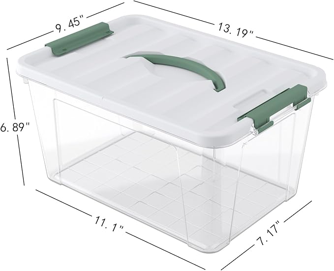14 Quart Plastic Latching Boxes with Lids Clear Plastic Storage Bin with Lids 4 Packs