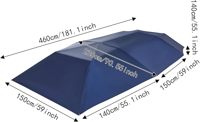 Semi-Automatic Car Tent 13.78x7.2ft Portable Car Sun Shelter with Hydraulic System for Sedan Foldable Car Awning with Carrying Bag for Vehicles Roof Protection (Navy Blue 4.5m)
