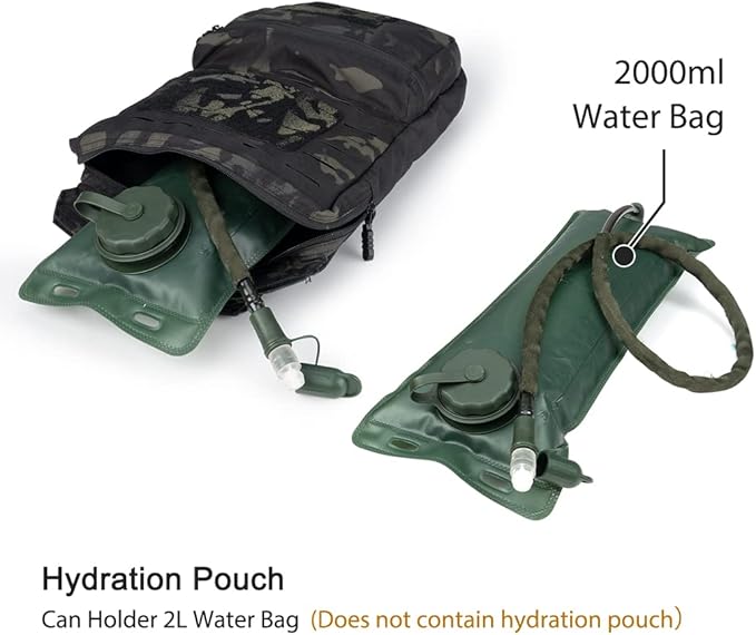 Tactical MOLLE Hydration Pack for 2L Hydration Water Bladder Hydration Bag 500D Nylon