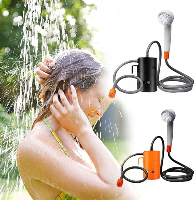 Outdoor Camping Electric Shower Car Washer Shower Set Portable Electric Pump Rechargeable Bathing Pump Plant Watering Pet CleanOrange