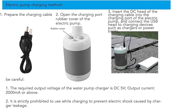 Zunate Portable Electric Shower ABS Material Long Battery Life Outdoor Camp Shower Camping SPA Car Washing with 180CM Pipe for Animal Bathing Plant Watering (Silver Gray)