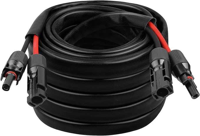 10AWG Solar Cable - 40FT Solar Panel Extension Cord 10 Gauge PV Wire with Flame Retardant Protective Sleeving Female &amp Male Waterproof Connector for RV Photovoltaic Systems Solar Panels (40 Feet