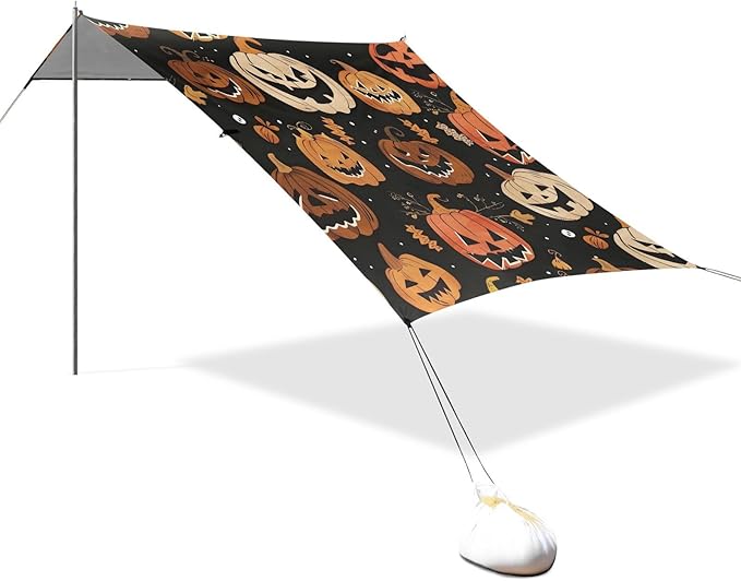 ALAZA Autumn Monster Pumpkin Pattern Beach Tent Sun Shelter Portable Canopy Sunshade for Outdoor Camping Picnics Backyard Fun 10x9 ft