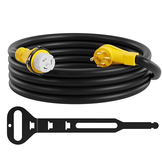 50A Generator Cord with Cord Organizer 20 FT 14-50P to SS2-50R Power Cord with Grip Handle Generator Plug with Twist Lock Generator Cord 50 amp 4 Prong for Emergency or Power Shortage ETL Listed