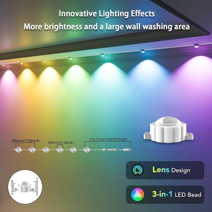 Smart Outdoor Christmas Lights 36 LED 54 Scene Modes IP68 Waterproof Compatible with Alexa &amp Google Assistant (52 Ft)