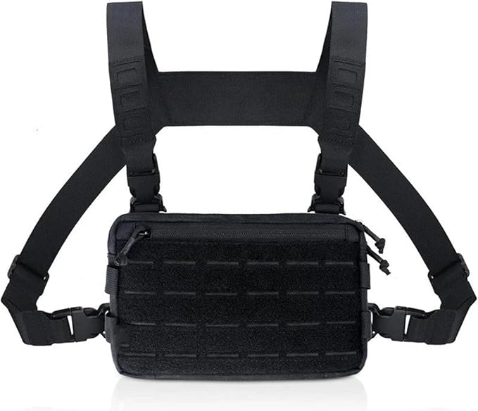Genérico Compatible For Tactical Chest Bag Shoulder Bags Waterproof Hiking Vest Multifunctional Outdoor Backpack(Black B)