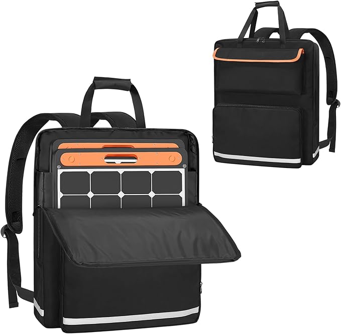 Solar Panel Storage Bag Padded Carrying Case for Jackery SolarSaga 100W 100X 200W - Travel-Friendly with Multi-Pockets &amp Shoulder Strap Backpack for 100w 100x 200w Casual/Sporty