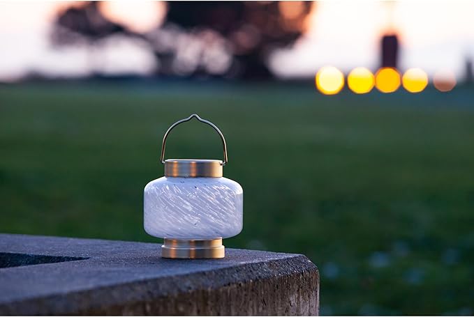 Allsop Home and Garden Solar Boaters Lantern Square Handblown Glass with Solar Panel and LED Light Weather-Resistant for Outdoor Deck Patio Garden Square/White 1-Count