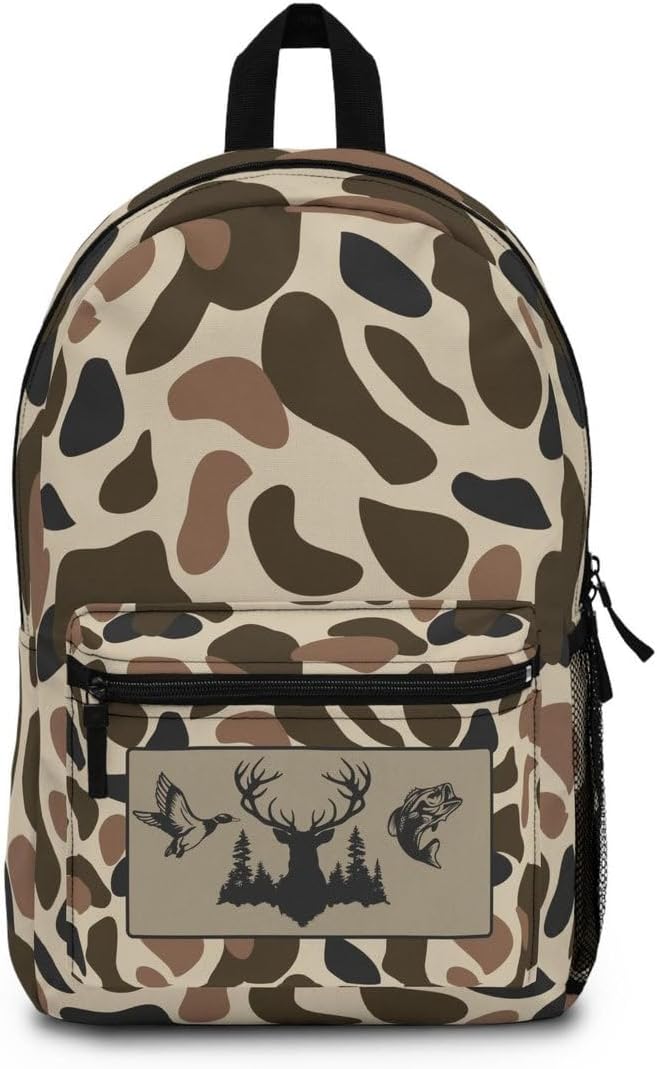 Camo Fishing Duck Deer Hunting Bookbag/Old School Camo Backpack/Trendy Camo Travel bag