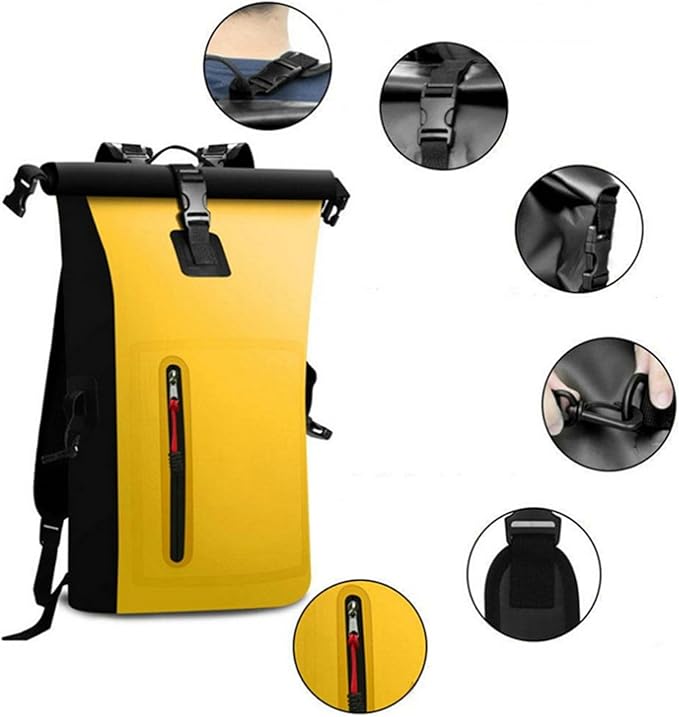 Dry Bags Waterproof Backpack for Women Men 25L Roll Top Floating Bag for Kayaking Hiking Fishing Camping Beach (Black)