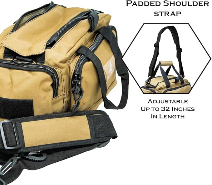 Exos Tactical Range Bag - Medium Size Range Bag for Shooting - Gun Case for Handguns Ammo Storage Tactical Backpack Molle Webbing Free Subdued USA Patch