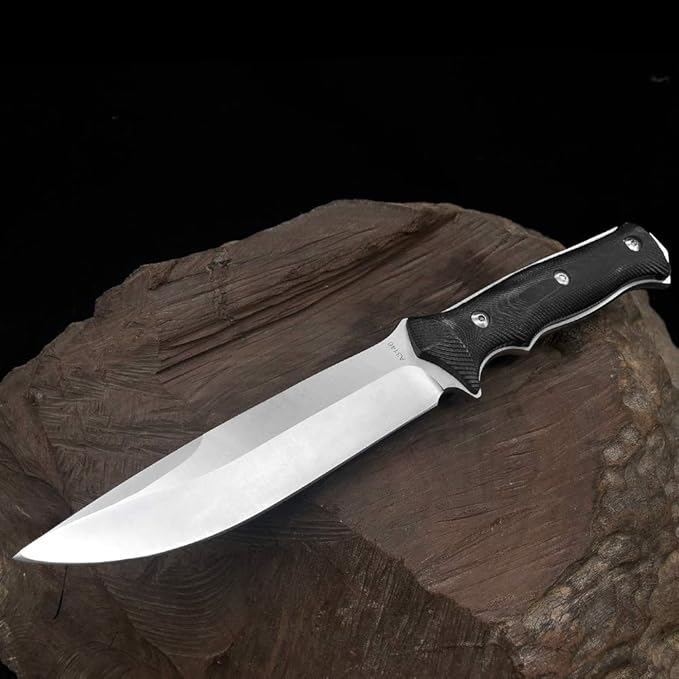 12 Fixed Blade Knife with Leather Sheath G10 Tactical Hunting Knives