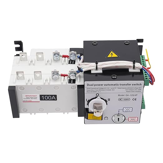 110/230V Dual Power Automatic Transfer Switch 100 Amp Automatic Generator Changeover Switch 100A/4P ATS Isolation Type for Office Buildings Shopping Malls Banks