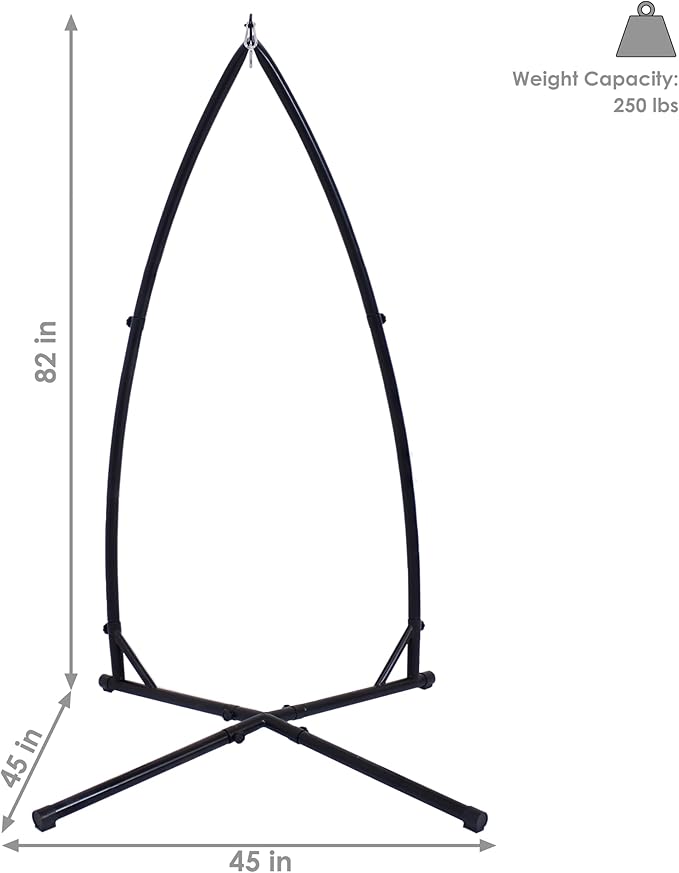 Sunnydaze Steel Hammock Chair X-Stand - 250-Pound Capacity - for Indoor or Outdoor Use - Black Powder-Coated Finish