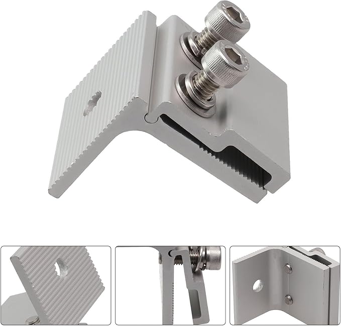 4Pcs Solar Panel Mounting Standing Seam Clamp Aluminum Roof Mount Bracket Pre-Assembled Standing Seam Roof Clamp For Solar Panel Mounting Bracket Hardware For Rooftop Photovoltaic Installation