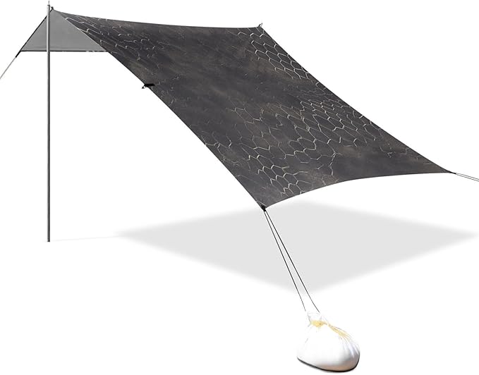 Snake Skin Print Style Darkgray Beach Cabana UPF50+ Protection Waterproof Large Portable Sun Shelter with Sand Shovel for Camping Picnics Backyard