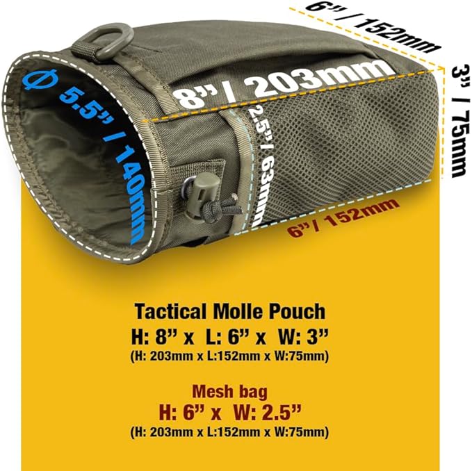 TSPRO MOLLE Tactical Dump Pouch with Adjustable Drawstring Closure for Magazines Ammo Tactical Vests &amp Duty Belts