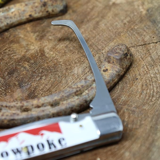 WHISKEY BENT HAT CO. Trapper Folding Pocket Knife with Hoofpick 4.125 Closed Length 440C Stainless Steel Blades (Cowpoke)
